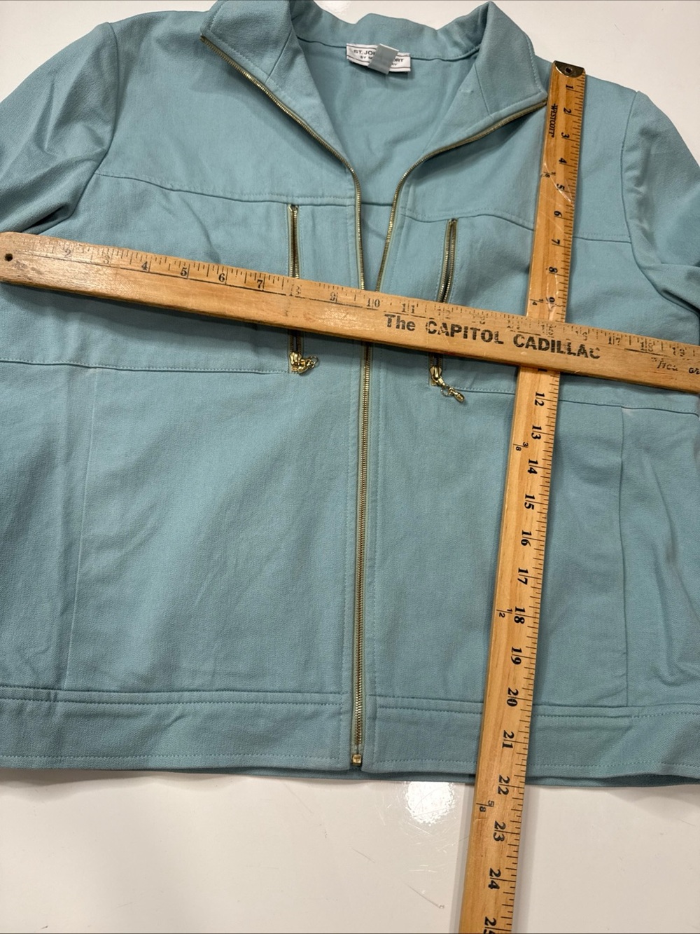 St. John Sport Collared Womens Blue Green Full Zip Jacket A060826 - Picture 7 of 7